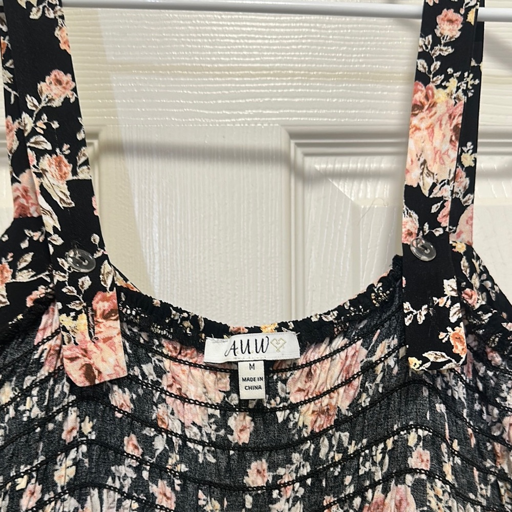 Black and Pink Sleeveless Spaghetti Strap Midi Sundress - Picture 8 of 10